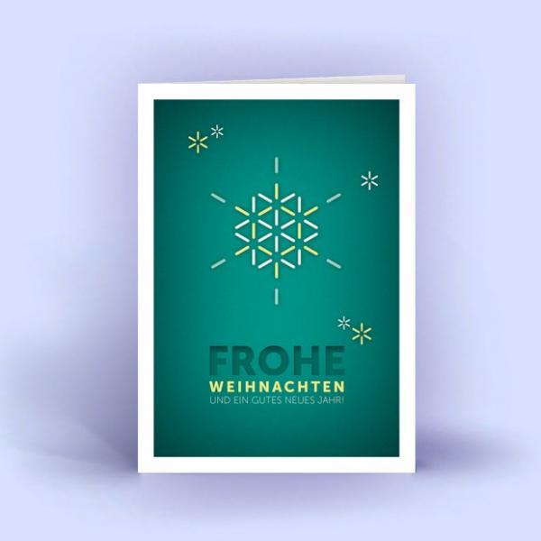 Weihnachtskarten Schneeflocke 5er Set Türkis