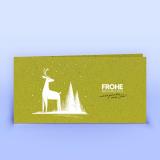 Weihnachtskarte Hirsch auf Graspapier DIN Lang - Eco-Cards 