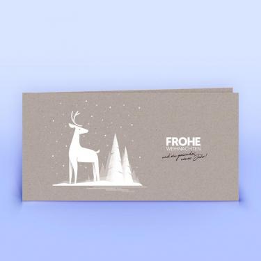 Weihnachtskarte mit Hirsch grauer Recyclingkarton - Eco-Cards 