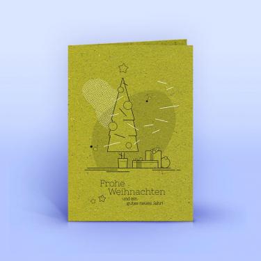 Weihnachtskarte moderner Weihnachtsbaum auf Graspapier A6 - Eco-Cards 