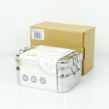 Edelstahl Brotbox Doppel mit Snackbox 