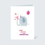 Glückwunschkarte DIN A6 für Geburtstag Elefant pink
