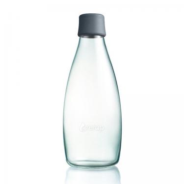 Glas Trinkflasche von Retap 0,8L grau