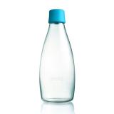 Glas Trinkflasche von Retap 0,8L hellblau