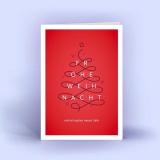 Weihnachtskarten DIN A6 im 5er Set Weihnachtsbaum Linie rot