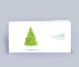 Weihnachtskarte DIN Lang Baum Dreiecke 5er Set Grün
