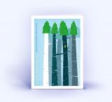 Weihnachtskarten Set Weihnachtswald mit Eule Blau