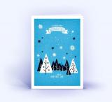 Weihnachtskarte DINA6 Winterlandschaft blau 5er Set 